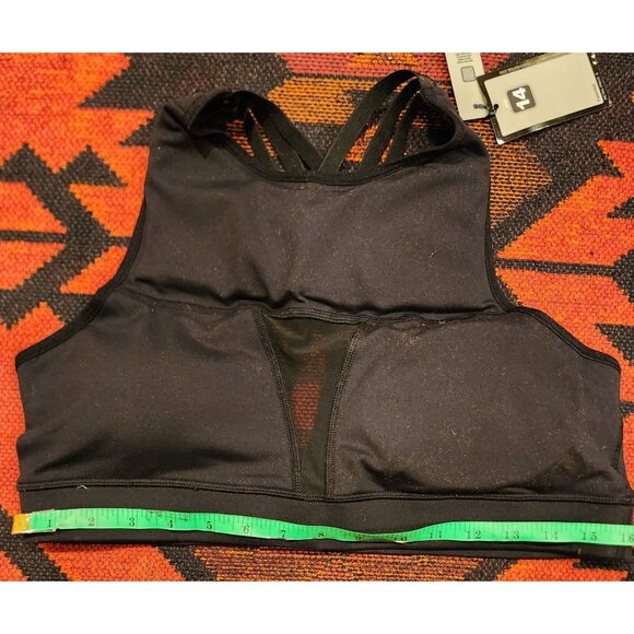 NEW Glamorous Black Strappy Back Sports Bra W/ Mesh Detail By Gaiam Size 14 - Picture 6 of 8